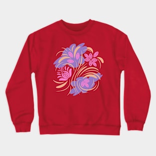 Abstract folk floral art. Flowers print, poster. Crewneck Sweatshirt